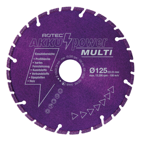 Diamantschijf multi accu power 125mm x 22,23mm